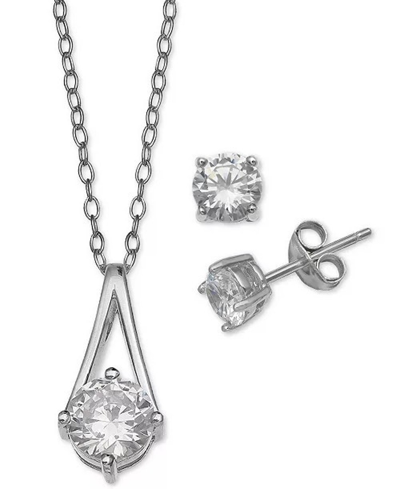 Giani Bernini Sterling Silver Cubic Zirconia Jewelry Set Necklace & Earrings